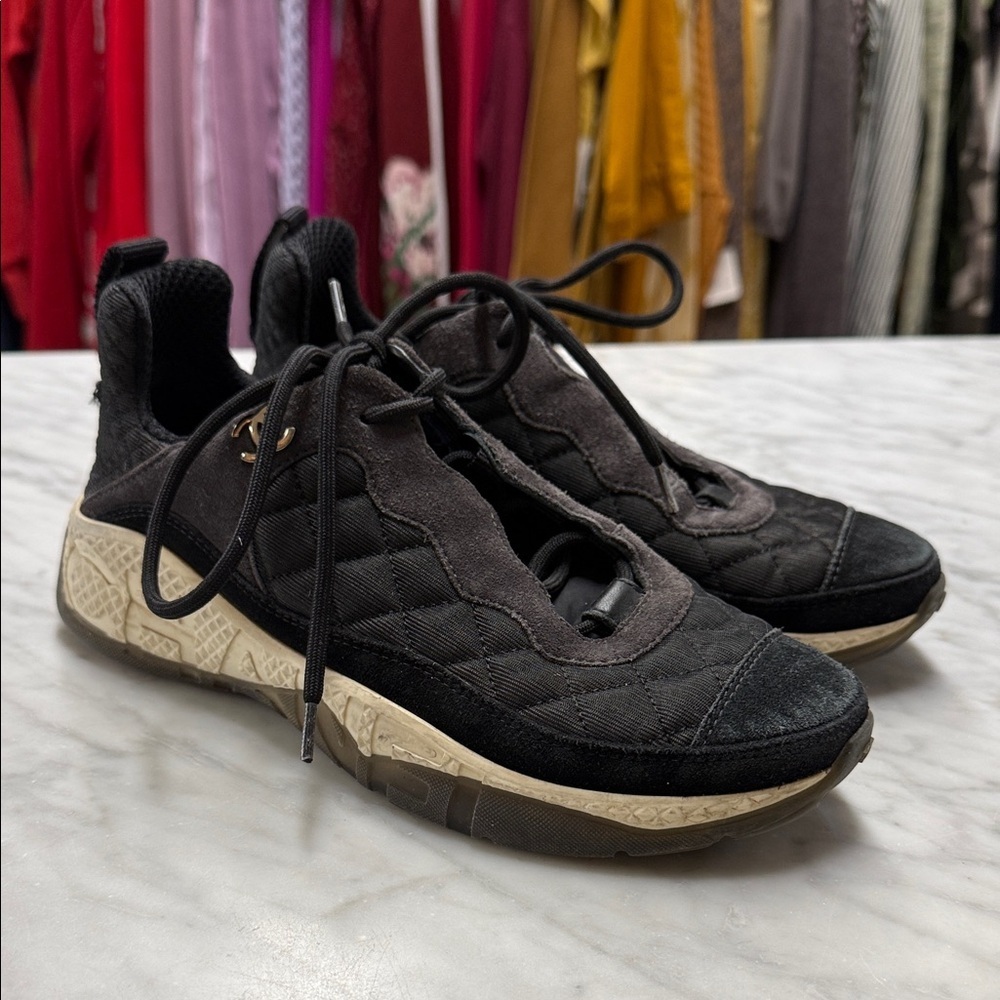 CHANEL Women's Black Lace UP Factory Distressed Sneaker Size 38